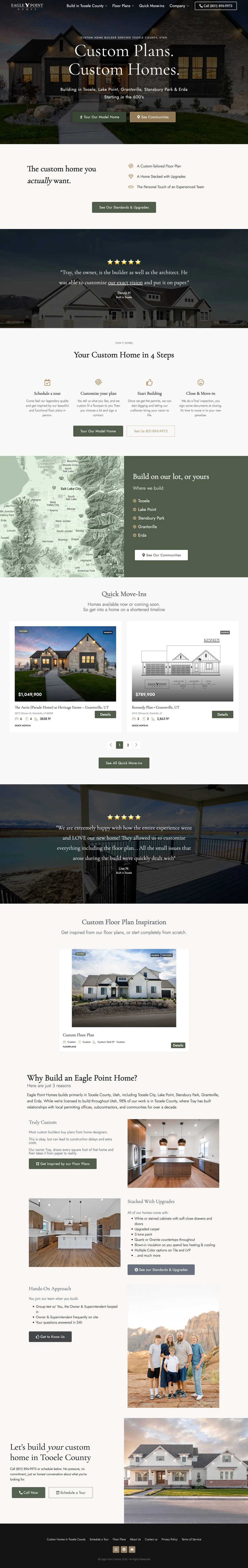 Utah Custom Home Builder homepage after