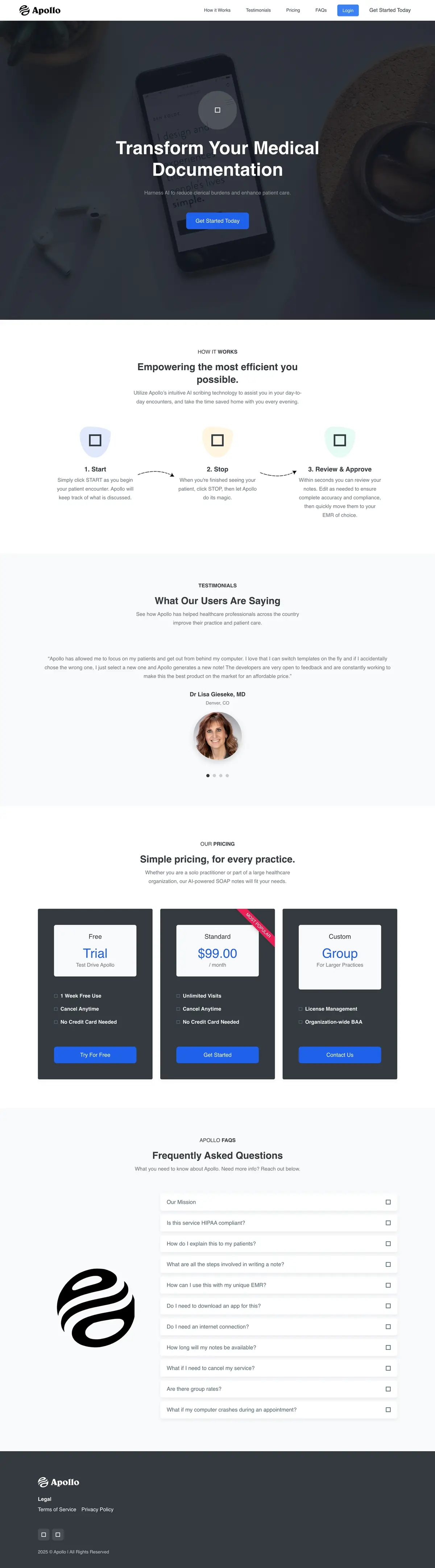 Healthcare AI Startup homepage before