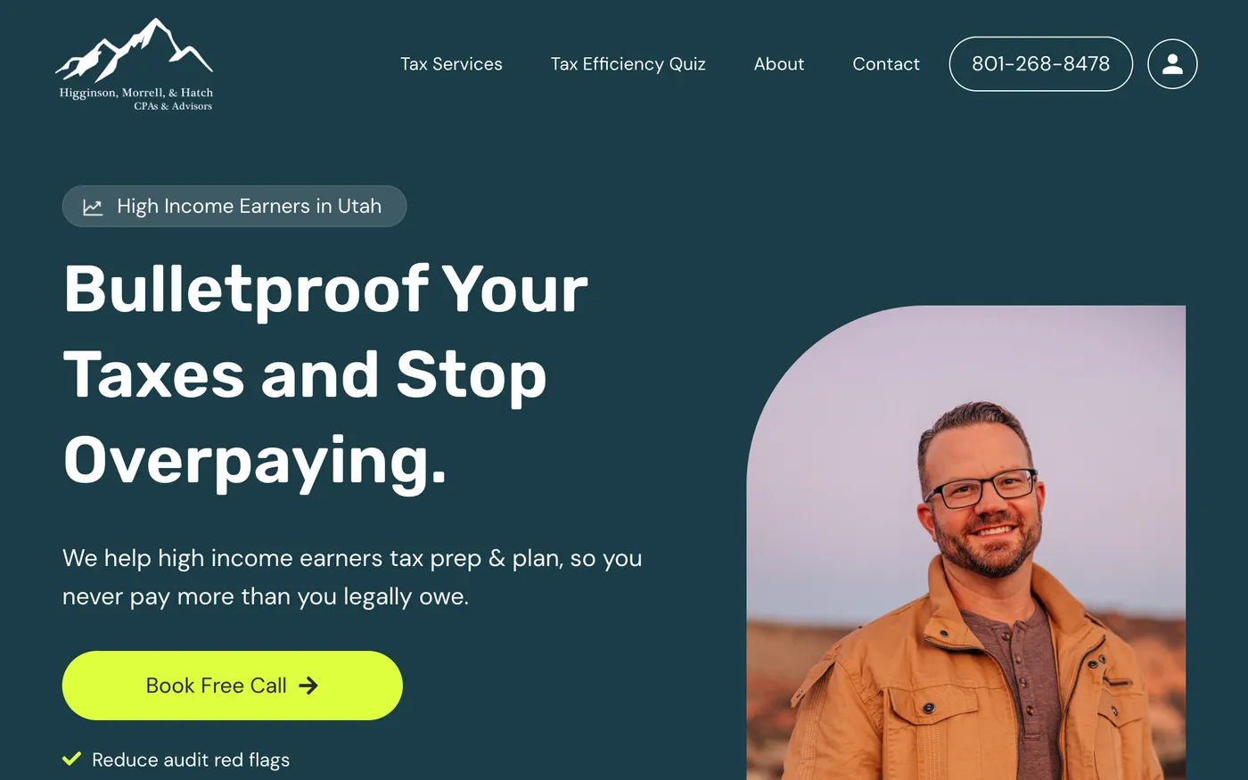 Tax & Accounting Firm homepage after the positioning work